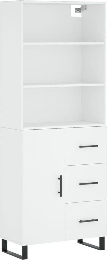 vidaXL Hoge kast bewerkt hout wit 69,5x34x180 cm