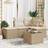 Maison Exclusive - Ensemble de meubles de jardin 5 pièces avec canapé et coussins, beige, en polyrotin