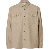 SLHRLXPABLO WOOL BLEND HEMD, Oatmeal/Navy Blazer