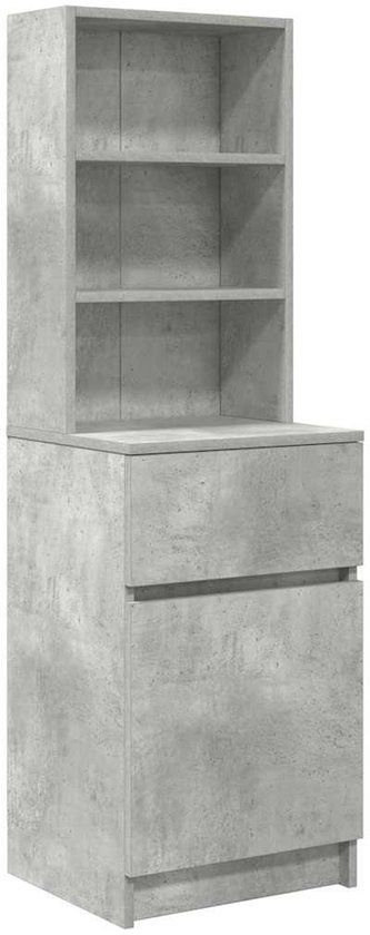 vidaXL Nachtkastje 39x35x125 cm bewerkt hout betongrijs
