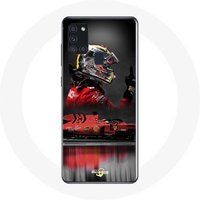Maniacase Hoesje voor Samsung Galaxy A21S Formule 1 Sebastian Vettel F1 autocoureur rood