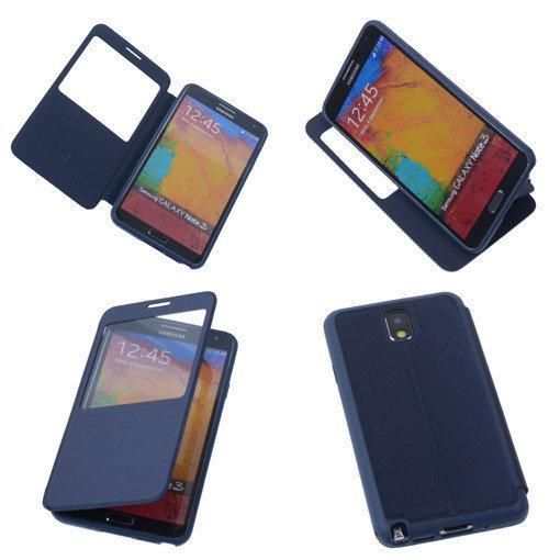 Best Cases View Cover Blauw Samsung Galaxy Note 3 Stand Case TPU Book-style
