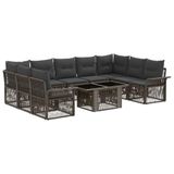 vidaXL Tuinbank Set 10 st Grijs en Donkergrijs poly rattan