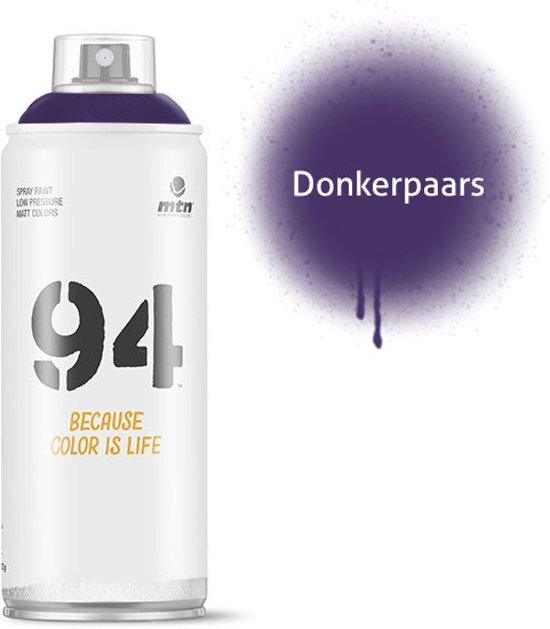 Montana-Colors 1x MTN94 spuitbus - 400ml spuitverf - Donker Violet - Lage druk en matte afwerking - Spuitverf voor binnen en buiten gebruik voor vele doeleinden zoals klussen graffiti hobby en kunst