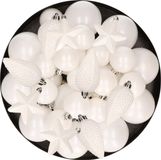 Decoris Kaemingk B.V. Kerstversiering kunststof kerstballen winter wit 6-8-10 cm pakket van 62x stuks