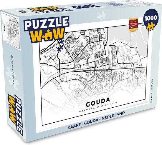 MuchoWow Puzzel Kaart - Gouda - Nederland - Legpuzzel - Puzzel 1000 stukjes volwassenen