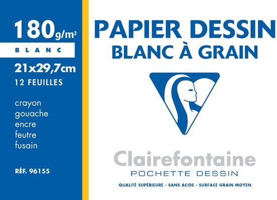 Clairefontaine Zeichenpapier 'Blanc à Grain', 210 x 297 mm