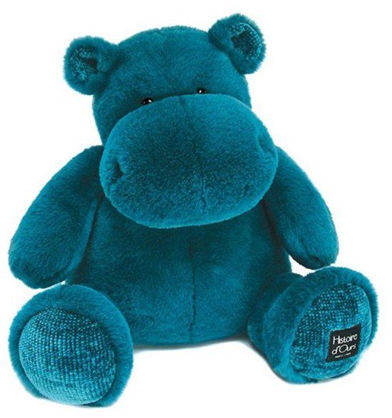 Histoire d'Ours Pluche Hippo Blauw Petrol (40cm)