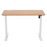 Amazon Basics Sta-bureau, rechthoekig, elektrisch in hoogte verstelbaar, beuken blad en wit frame, 120 x 60 cm