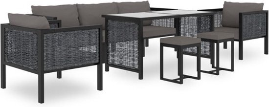 vidaXL 8-delige Loungeset met kussens poly rattan antraciet