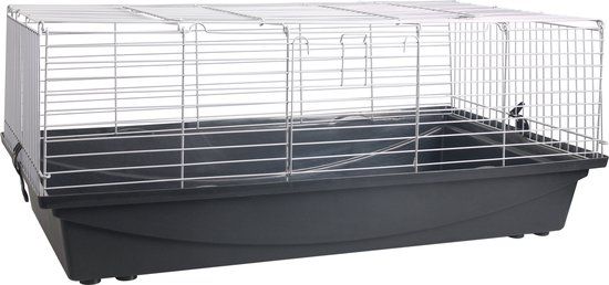 Flamingo Eppo Konijnenkooi - Zwart/wit - 100 cm