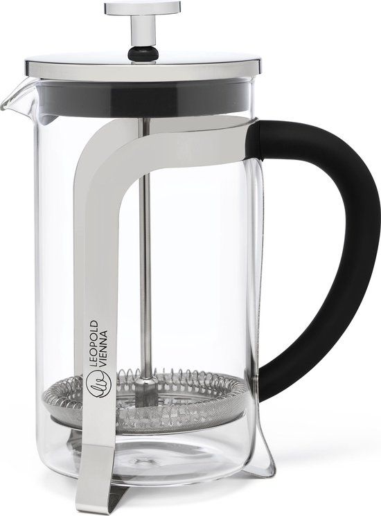 Leopold Vienna French Press Cafetière - 600ml - Shiny - RVS/Zwart