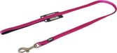 Nobby Soft Grip Hondenlijn - Dubbel Nylon - Gevoerd - Fuchsia / Zwart - Breedte 15 mm - Lengte 120 cm