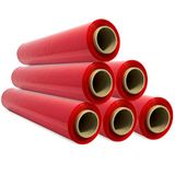 Sidi Verpakkingsfolie, rood, rol voor meubels, verhuisdozen, kunststof afdekking, 50 cm x 300 m, rekbaar, 6 stuks, rood