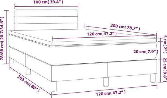 vidaXL Boxspring met matras, stof, blauw, 120x200 cm