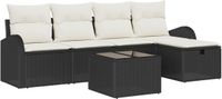 vidaXL Tuinbank - Set - 6 - st - Zwart - poly - rattan