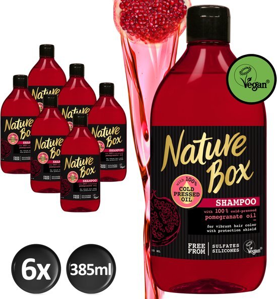 Nature Box Pomegranate Vegan Shampoo 385 ml - 6 stuks - Voordeelverpakking