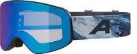 ALPINA Fernie Q-LITE - Gespiegelde skibril voor kinderen, contrastversterkende en gepolariseerde OTG-glazen, ideaal voor brildragers, met 100% uv-bescherming, zwart-blauw mat
