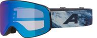 ALPINA Fernie Q-LITE - Gespiegelde skibril voor kinderen, contrastversterkende en gepolariseerde OTG-glazen, ideaal voor brildragers, met 100% uv-bescherming, zwart-blauw mat