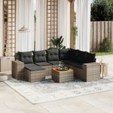 Prolenta Maison Exclusive - Tuinset voor in de tuin, 8-delig, met kussens, grijs, van polyrotan