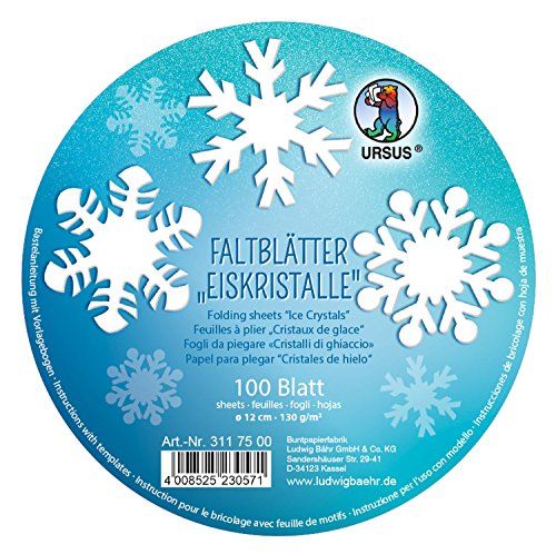 Ursus 3117500 Vouwbladen voor ijskristallen, tekenpapier 130 g/m², hoogwit, diameter 12 cm