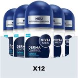 NIVEA Deodorant Roller For Men Derma Control Defend - 12 x 50 ml