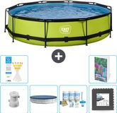 EXIT Toys EXIT Rond Lime Frame Zwembad - 360 x 76 cm - Inclusief Pomp - Afdekzeil - Onderhoudspakket - Vloertegels - 7-delig