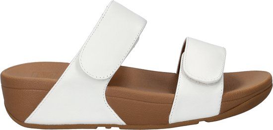 FitFlop Lulu Adjustable Leather Slides Dames Slippers - Wit