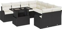 vidaXL Tuinbank Set 9-delig Zwart Poly Rattan
