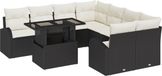 vidaXL Tuinbank Set 9-delig Zwart Poly Rattan