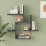 en.casa Wandrek Reyna 66x63x15 cm antraciet en houtkleurig