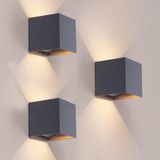 Ledvion - 3x USB Oplaadbare Wandlamp met Sensor – 4400 mAh – Antraciet – Draadloos – IP44 – Binnen & Buiten – Warm Wit Licht