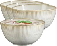 Mica Decorations Soepkom Nusa - 4x - creme kleur - 14 x 7 cm - keramiek