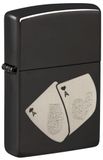 Zippo Stormaansteker, Ace, hoogglans zwart, lasergravure/autogravure, hervulbaar, herbruikbaar, windbestendig design, cadeaudoos, gemaakt in de VS