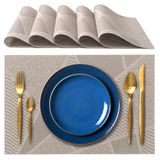 IPEA 6 stuks elegante placemats, 45 x 30 cm, voor diner, lunch, ontbijt, wasbaar, hittebestendig, antislip, vuilafstotend, voor keukentafel en woonkamer, grijs