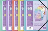Exacompta elastomap Kreacover A4, uit PP, 3 kleppen en elastiek, geassorteerde pastelkleuren