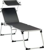 Isabella Zonnebed Ligbed - relaxstoel ligstoel - aluminium frame - zwart
