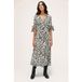 Motivi Flowing Dress With Animal Print Beige Maat: 38