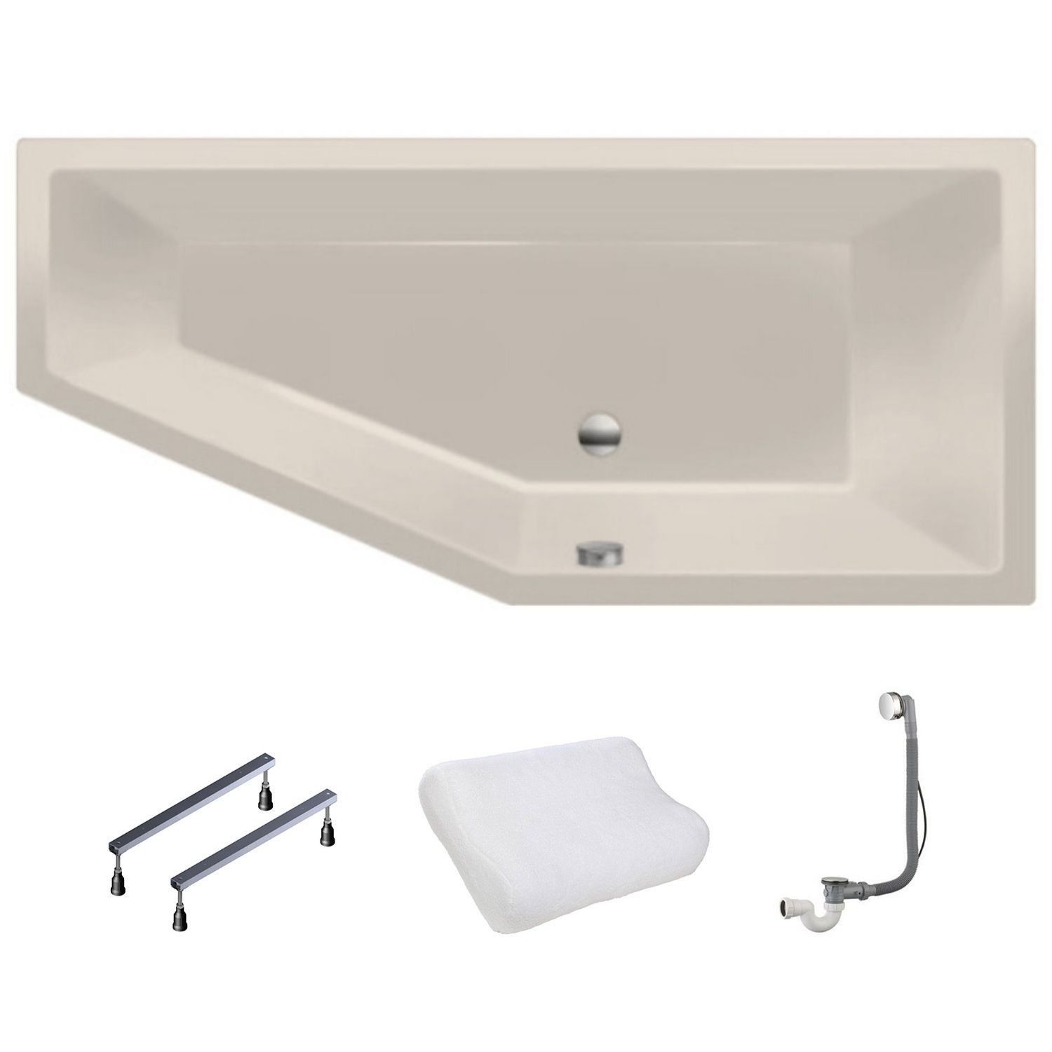 XENZ Society Compact Hoekbad Rechts 180x80 cm Pergamon Beige Acryl