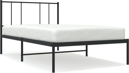 vidaXL Bedframe met hoofdbord metaal zwart 90x200 cm