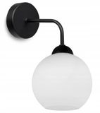 HOME LIGHT ELIZA Lampe murale avec abat-jour en verre - Noir/Blanc