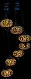 Halay Turkse hanglamp mozaïek bruin 7 bollen E14 135cm