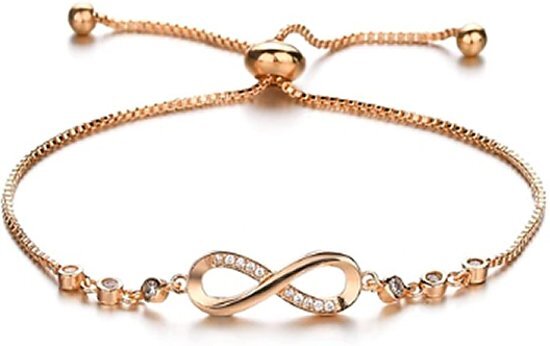 Montebello Armband Caia Infinity Gold - Dames - Messing/Verzilverd - Zirkonia -Symbool - Oneindig - Verstelbaar