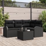 vidaXL Tuinbank Set Zwart Poly Rattan