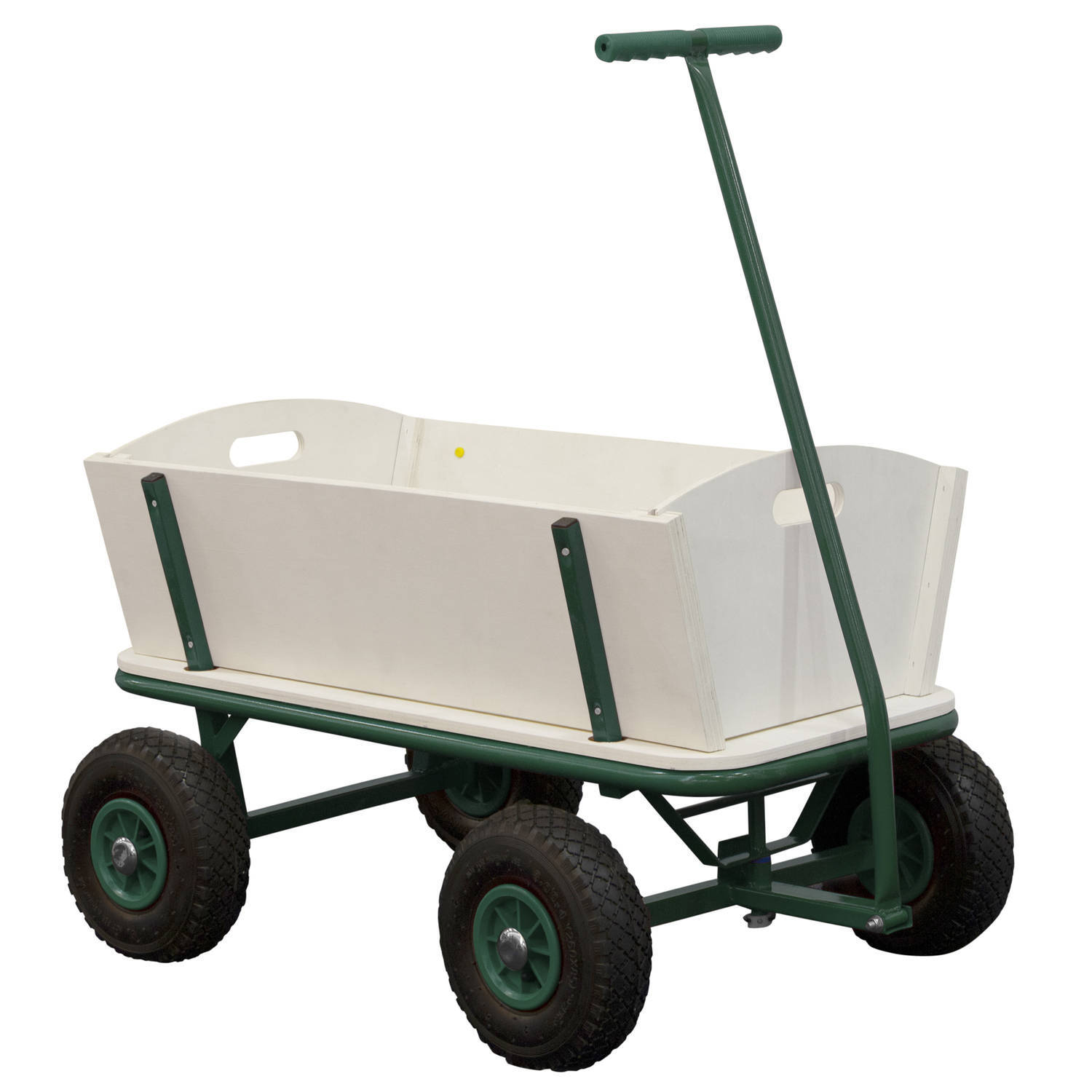 Sunny Billy Bolderkar - Beach Wagon in Groen en Blank hout - Bolderwagen met luchtbanden - 94x61x97cm