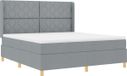 vidaXL Boxspringbed met matras, lichtgrijs, 180 x 200 cm, gestoffeerd