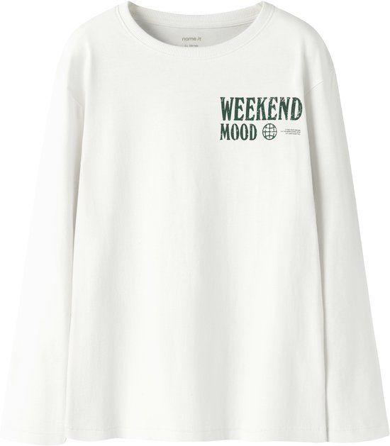 NAME IT Jongens Lange Mouwen T-shirt 134/140 Wit Katoen Logo