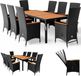 Casaria Polyrattan Tuinset - 8 Stoelen 1 Tafel incl. Kussens - Zwart