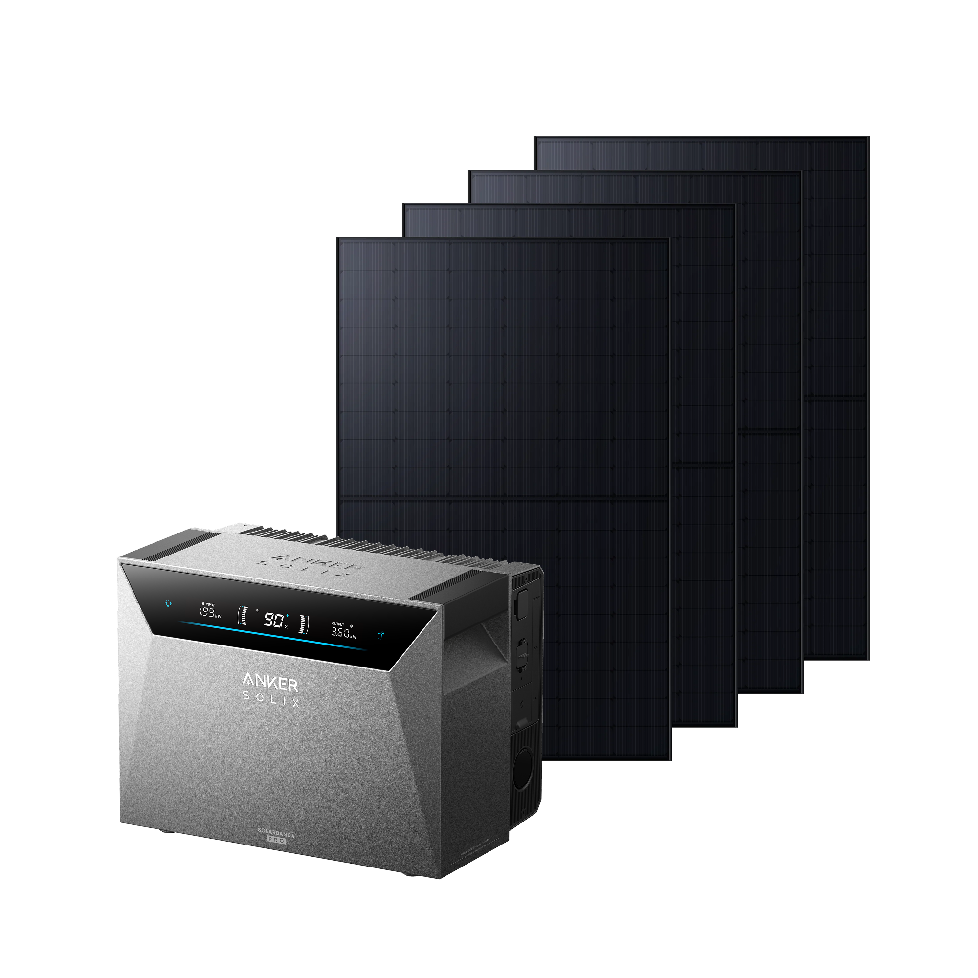 Anker SOLIX Solarbank 4 Pro (5kWh), 4 × 500W zonnepanelen, 4 MPPT’s, tot 30kWh capaciteit, bidirectioneel laden, 10.000 cycli, Anker Intelligence, Plug & Play, IP66