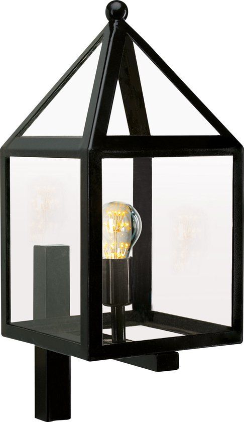 KS Verlichting Leusden Wandlamp - Zwart - Vierkant - RVS geborsteld - E27 - 25 cm - Met dimfunctie